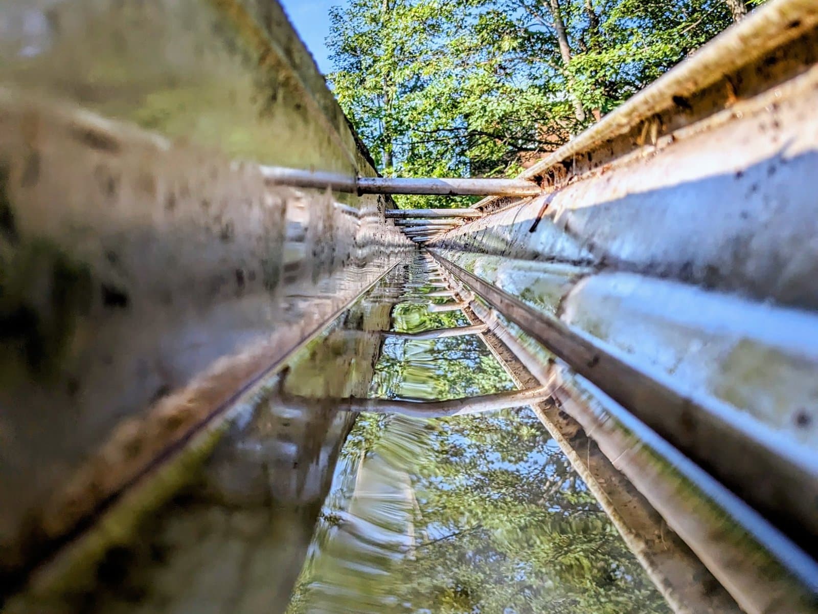 Close-up of residential window washing