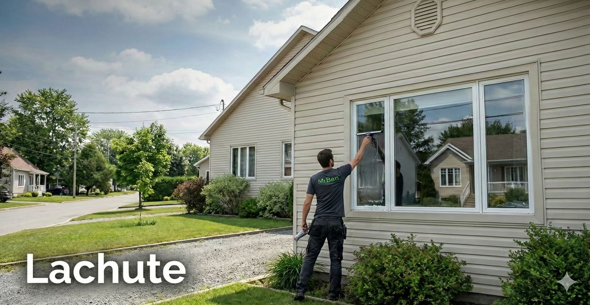 Lavage de vitres avant/après sur une maison résidentielle à Lachute
