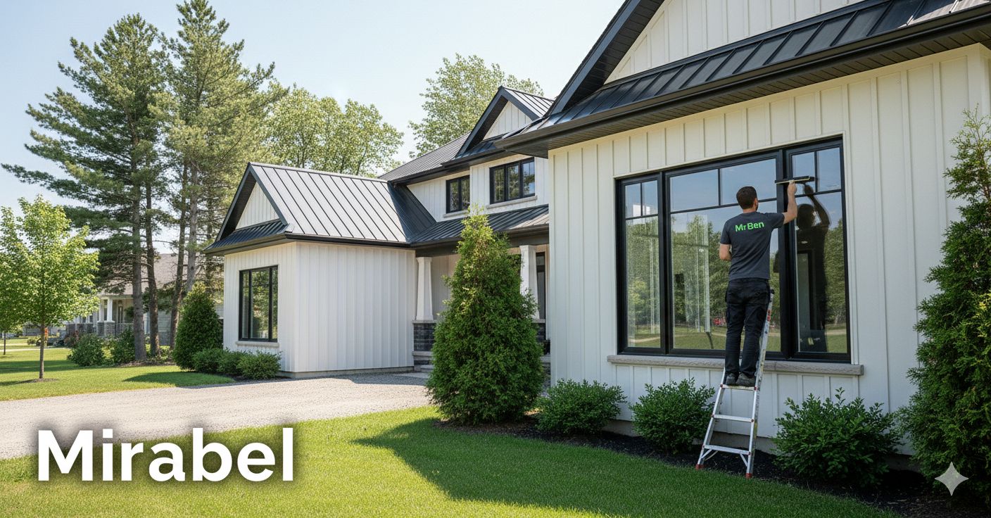Vitres fraîchement lavées sur une maison à Mirabel
